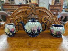 Three piece silver rimmed moorcroft tea set Thumbnail 3