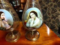 Pair of bohemian hand painted glass vases Thumbnail 3