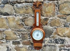 Edwardian oak cased barometer  Thumbnail 4