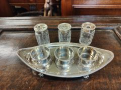 Georgian silver desk stand with plated tops  Thumbnail 3