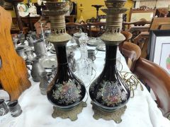 Pair of porcelain & brass lamps Thumbnail 4