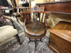 Pair of oak ships revolving chairs Thumbnail 4