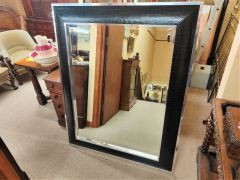 Large leather & chrome framed mirror Thumbnail 3