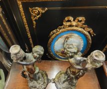 Pair of victorian bronze candlesticks Thumbnail 3