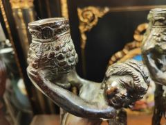 Pair of victorian bronze candlesticks Thumbnail 4