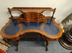 Victorian burr-walnut leather top desk Thumbnail 2