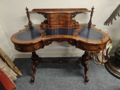 Victorian burr-walnut leather top desk Thumbnail 6