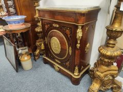 Marble top walnut cabinet with inlay & ormolu mounts Thumbnail 4