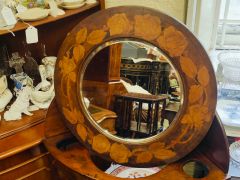 Oak framed circular mirror Thumbnail 4