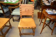 Set of eight dining chairs, leather & oak  Thumbnail 2