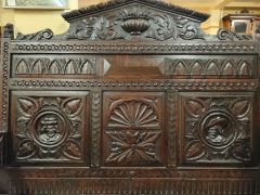 Victorian carved oak monks bench Thumbnail 3