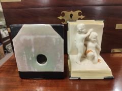Pair of 1920s porcelain bookends Thumbnail 4