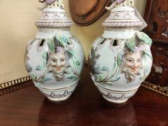 Pair of berlin covered vases Thumbnail 3