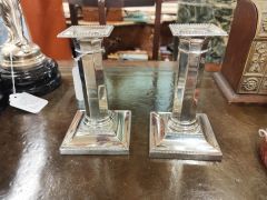 Pair of silver candlesticks Thumbnail 3