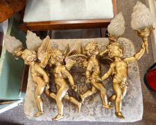 Set of gilt cherub lamps Thumbnail 6