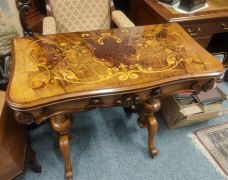 Victorian walnut Inlaid & marquetry card table Thumbnail 6