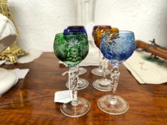 Vintage set of six bohemian port glasses Thumbnail 4