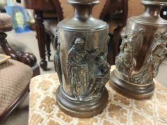 Pair of french bronze lamps Thumbnail 3