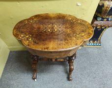  Victorian burr-walnut work table Thumbnail 2