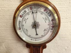 Edwardian oak cased barometer  Thumbnail 2