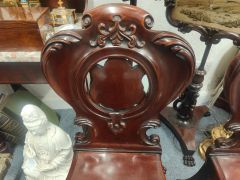 Pair of victorian mahogany hall chairs Thumbnail 2