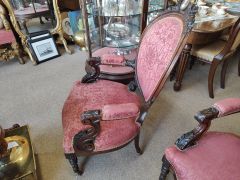 Pair of victorian rosewood armchairs Thumbnail 4