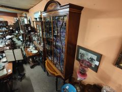 Edwardian mahogany display cabinet with inlay & drawer Thumbnail 2