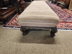 Victorian mahogany fender stool Thumbnail 2