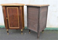 Pair of french mahogany corner cabinets with brass gallery Thumbnail 6