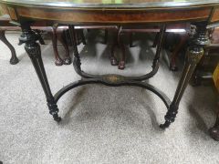 Victorian ebony and burr walnut table Thumbnail 3