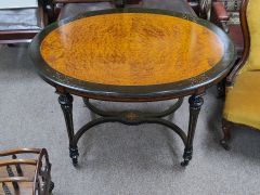 Victorian ebony and burr walnut table Thumbnail 3