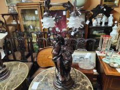 Pair of lamps with glass shades Thumbnail 2