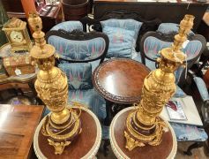 Pair marble gilt metal lamps Thumbnail 3