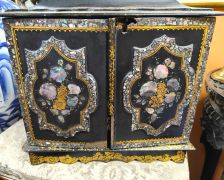 Ebony and paper mache box with M.O.P inlay, with drawers Thumbnail 2