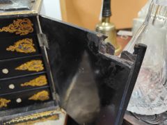 Ebony and paper mache box with M.O.P inlay, with drawers Thumbnail 3