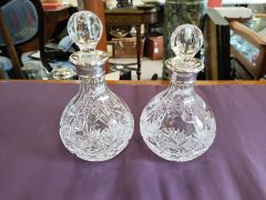 Pair of silver mounted glass decanters Thumbnail 6