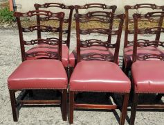 Set of fourteen victorian mahogany ladder back dining chairs  Thumbnail 2