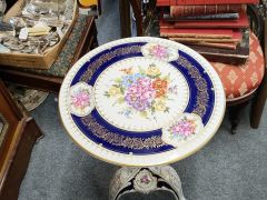 1960s hand painted ceramic garden table, signed Thumbnail 2