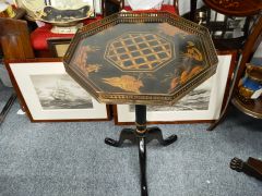 lacquered 1950s occasional table with inlay & gallery Thumbnail 1