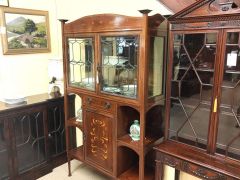 Art nouveau mahogany display cabinet Thumbnail 4