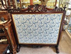 Large victorian mahogany fire screen Thumbnail 1