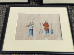 Set of five chinese drawings on rice paper Thumbnail 3