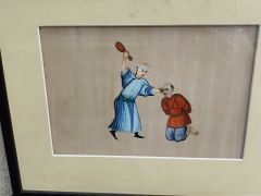 Set of five chinese drawings on rice paper Thumbnail 4