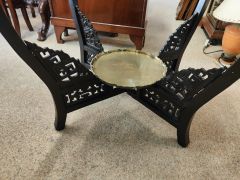 Carved chinese wooden & brass table Thumbnail 3