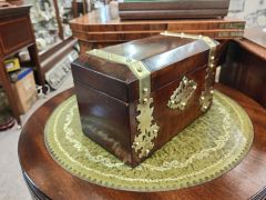 Victorian walnut & brass bound tea caddy Thumbnail 2