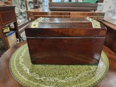 Victorian walnut & brass bound tea caddy Thumbnail 3