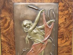 Framed art nouveau spelter plaque Thumbnail 2