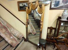 Large standing wooden & gilt mirror Thumbnail 2