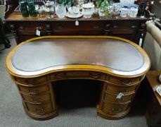 Walnut leather top desk Thumbnail 2