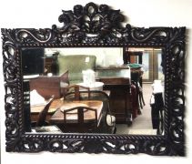 19th century carved walnut mirror  Thumbnail 1
